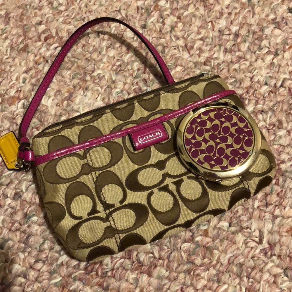 COACH wristlet and matching compact